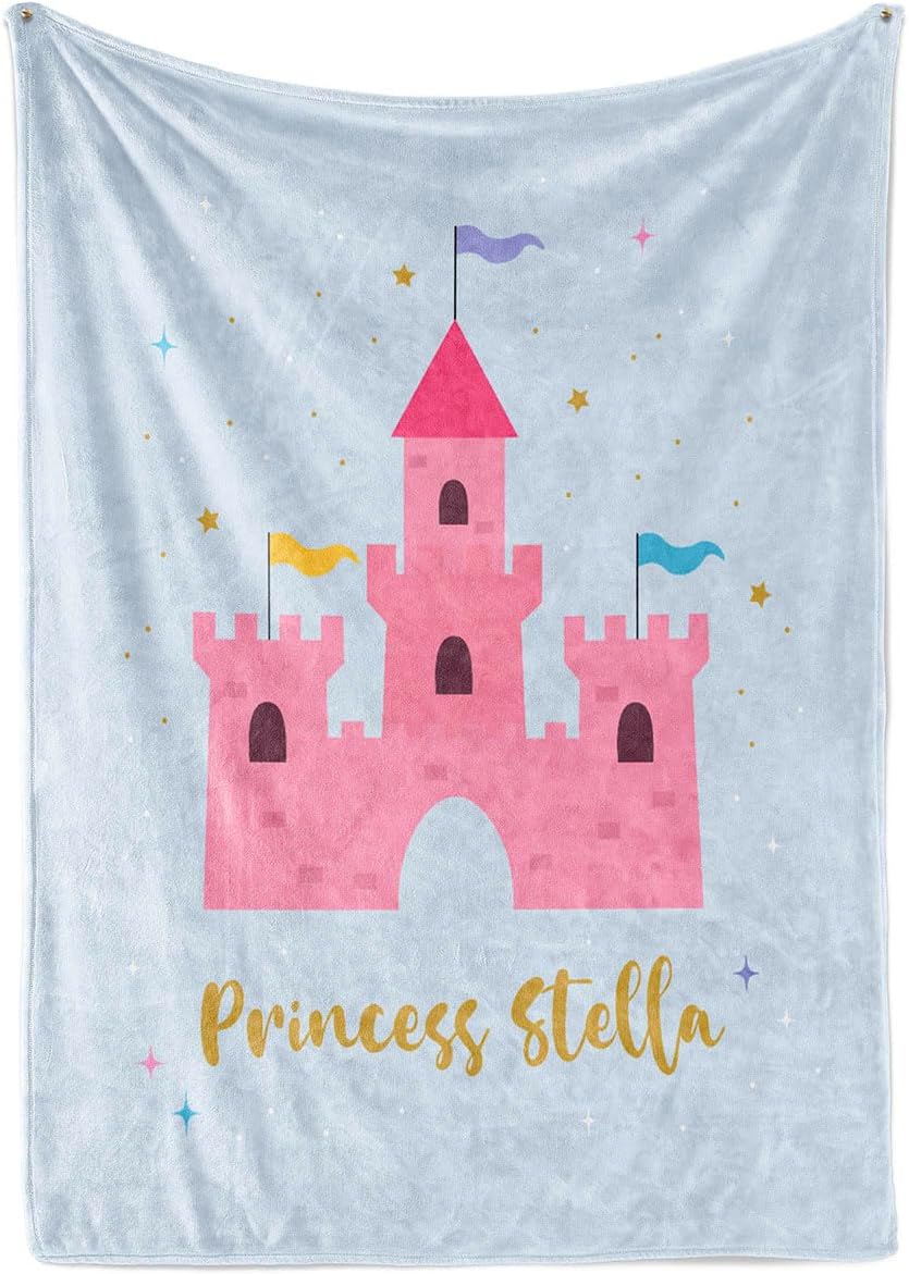 Princess Castle Personalized Blanket - Princess Blanket for Girls - Baby Blanket - Gifts for Girls Room - Pink Girls Blanket - Plush and Super Soft (Fleece 30"x40")