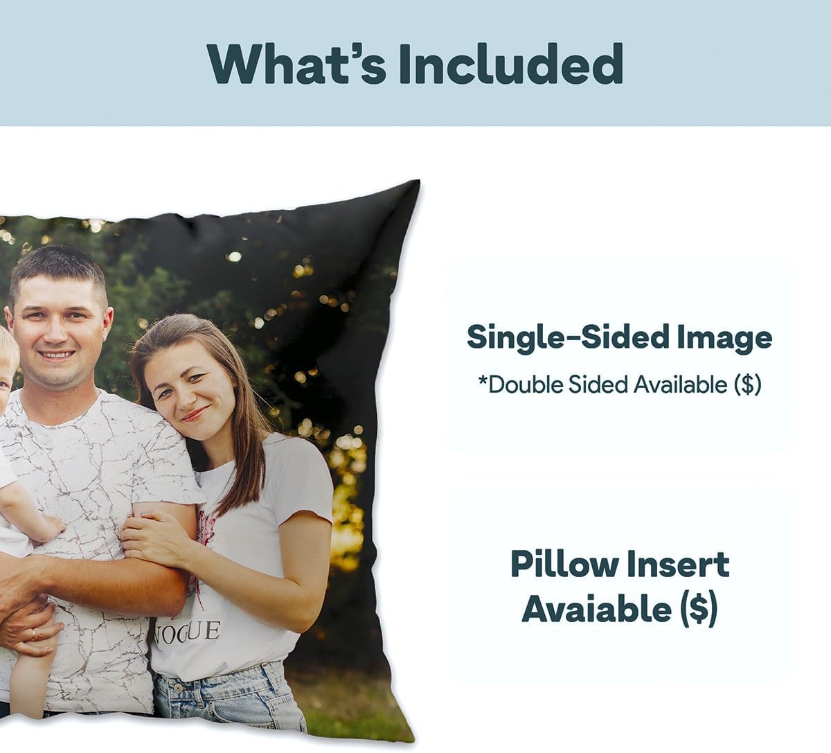 Fabric Textile Products Custom Pillows with Picture - USA Made - Customized Pillows with Pictures and Text - Throw Pillow - Personalized Gift - Friend Gifts - Kids Pillows (20"x20")