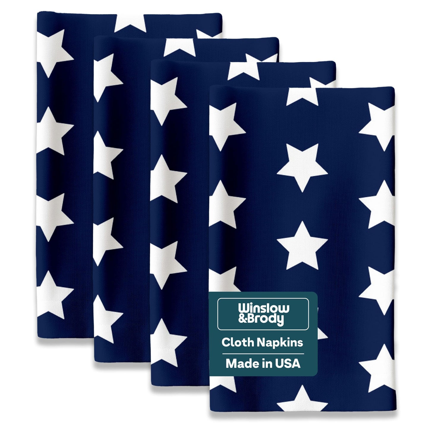 4th of July Cloth Napkins | Ol' Glory Blue Patriotic Supplies | Memorial Day, Independence Day Table Decorations | Absorbent, Washable, Reusable, Stain & Wrinkle Resistant | Made in America - 12pack