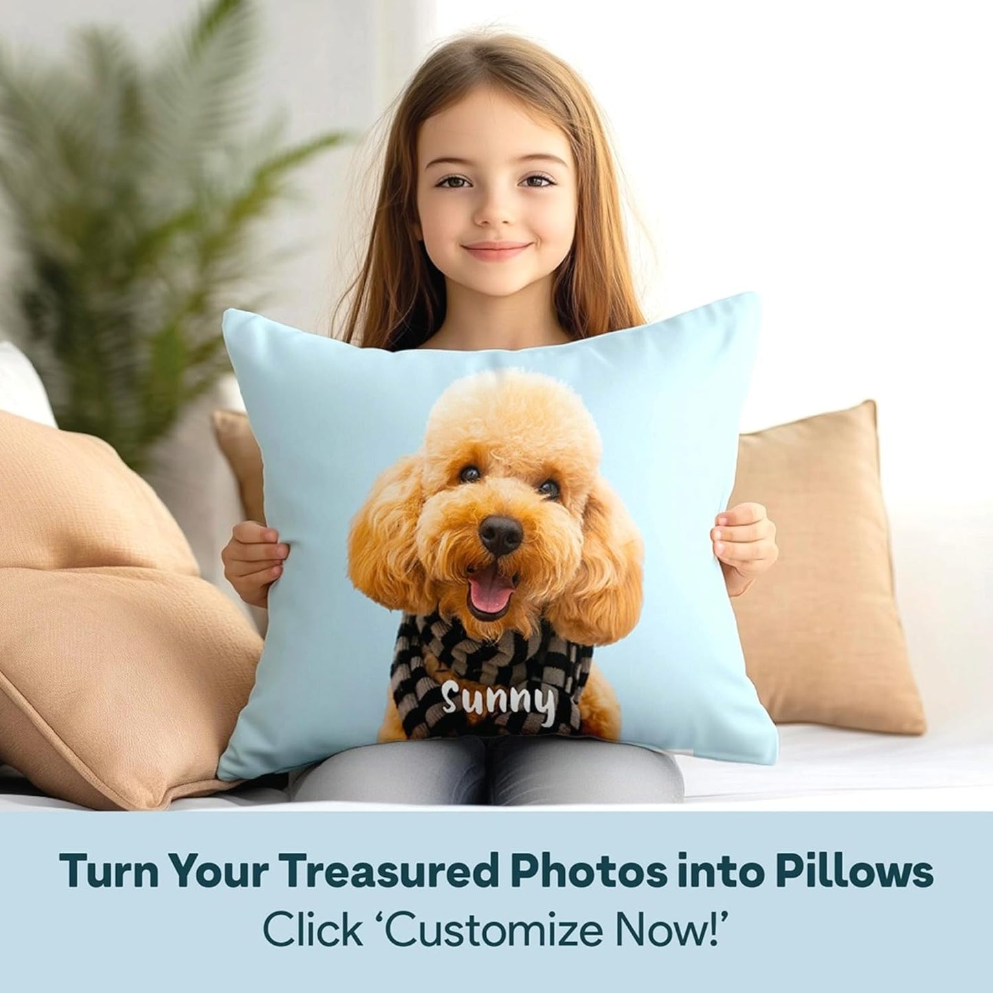 Fabric Textile Products Custom Pillows with Picture - USA Made - Customized Pillows with Pictures and Text - Throw Pillow - Personalized Gift - Friend Gifts - Kids Pillows (20"x20")