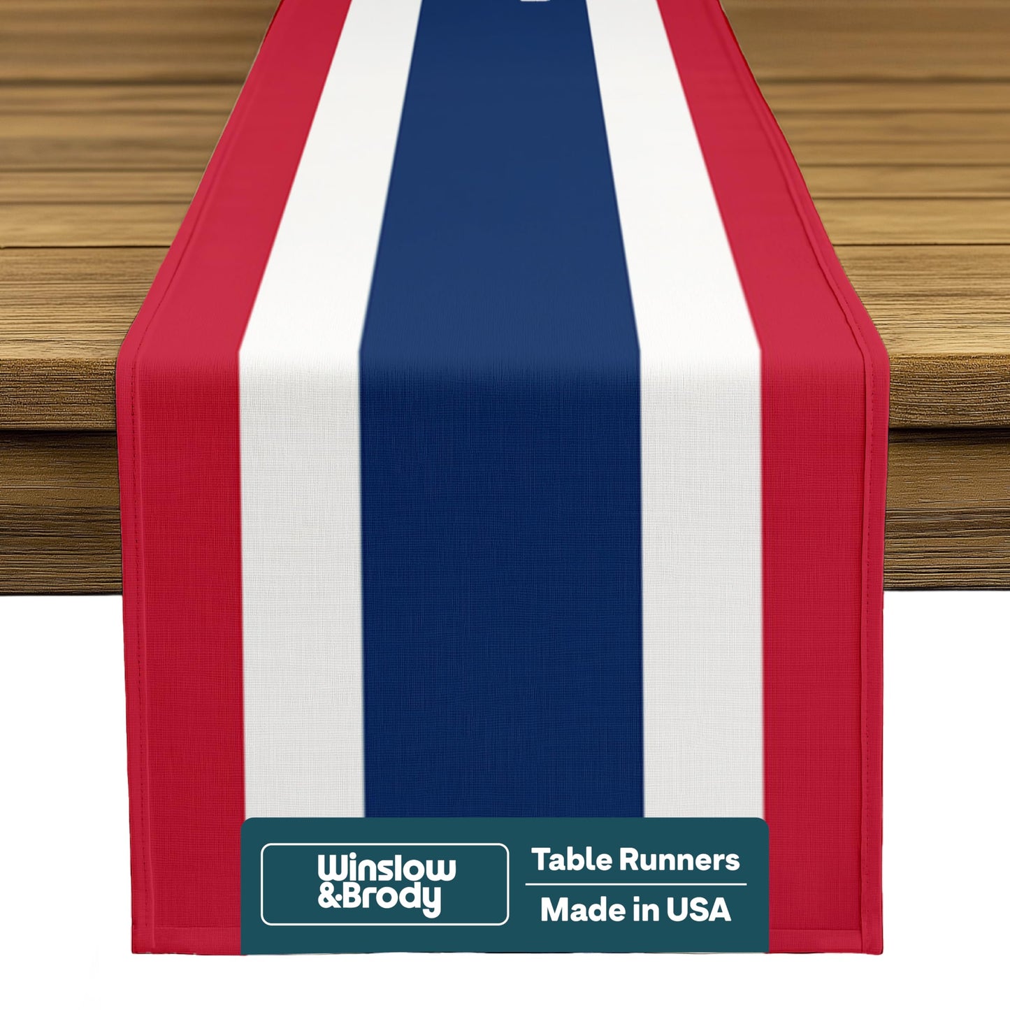American Flag 4th of July Table Runner | Red White and Blue Stripes | Patriotic Memorial Day, Independence Day Table Decorations | Indoor Outdoor Home Decor | Made in America - 14 x 108 Inches Long