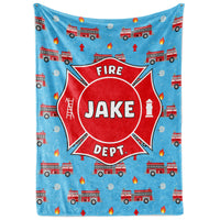 Custom Firefighter Blanket - Personalized Fire Truck Blanket - Blanket for Kids & Adults - Maltese Cross - Fire fighter Gifts - Fleece or Sherpa - Multiple Sizes (Fleece 30"x40")