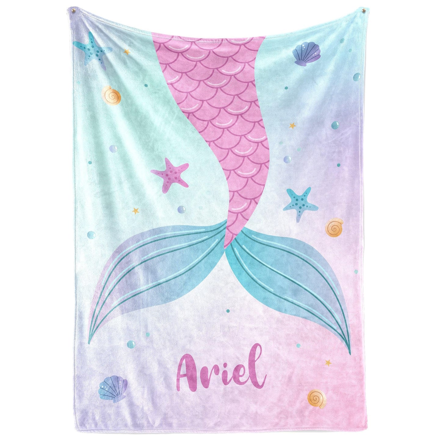 Mermaid Tails Soft Plush Blanket - Girls' Little Mermaid Gift - Birthday Party - Fleece & Sherpa Throw (30"x40")