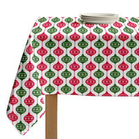 Christmas Tablecloth - Red & Green Ornaments