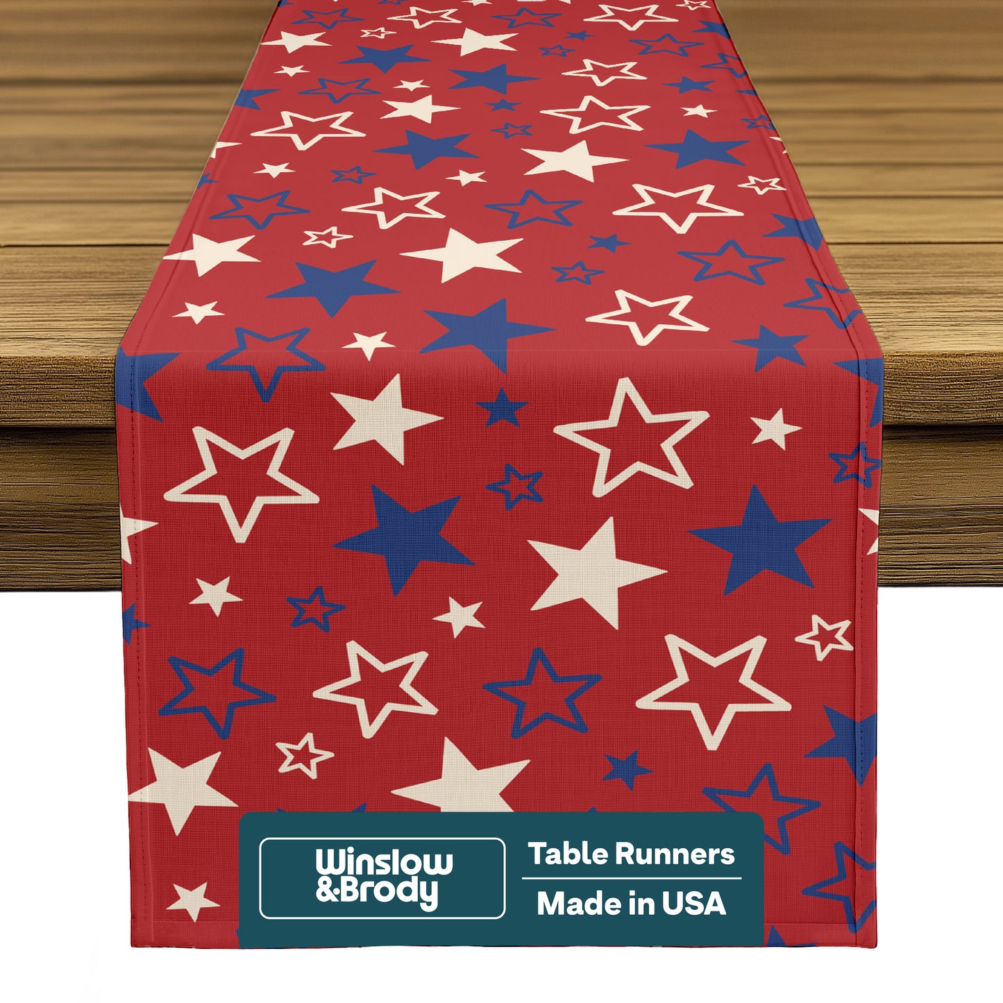 Americana Table Runner - Blue and Cream Stars