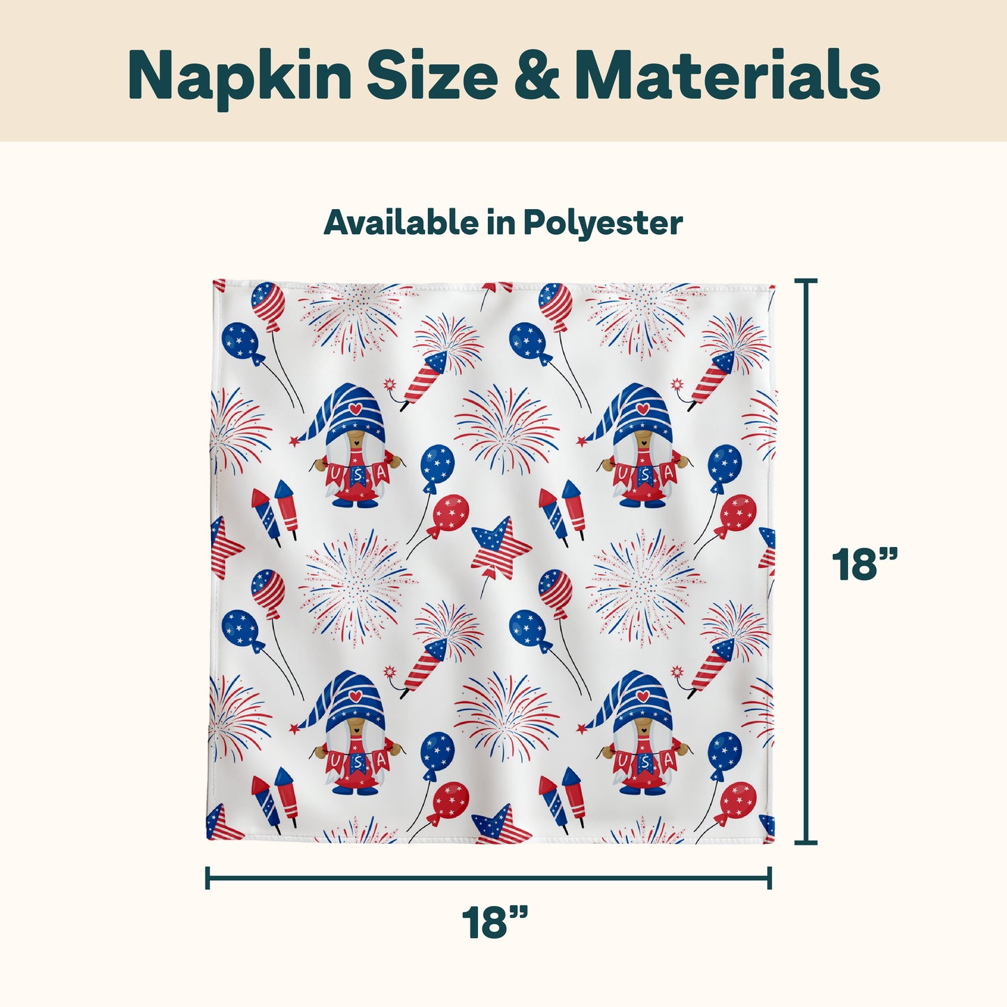Americana Napkins - 4th of July Design with Gnomes
