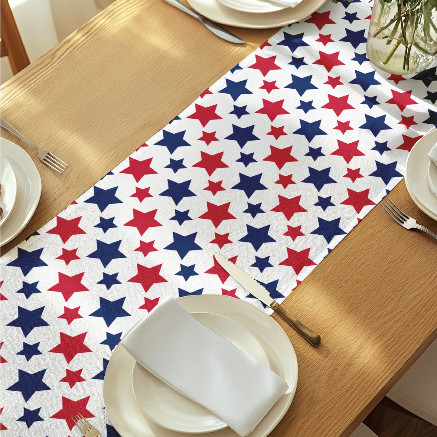 Americana Table Runner - American Stars Red & Blue
