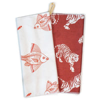 Kitchen Dish Towels - Koi and Tigers