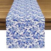 Blue Traditional Leaves Table Runner