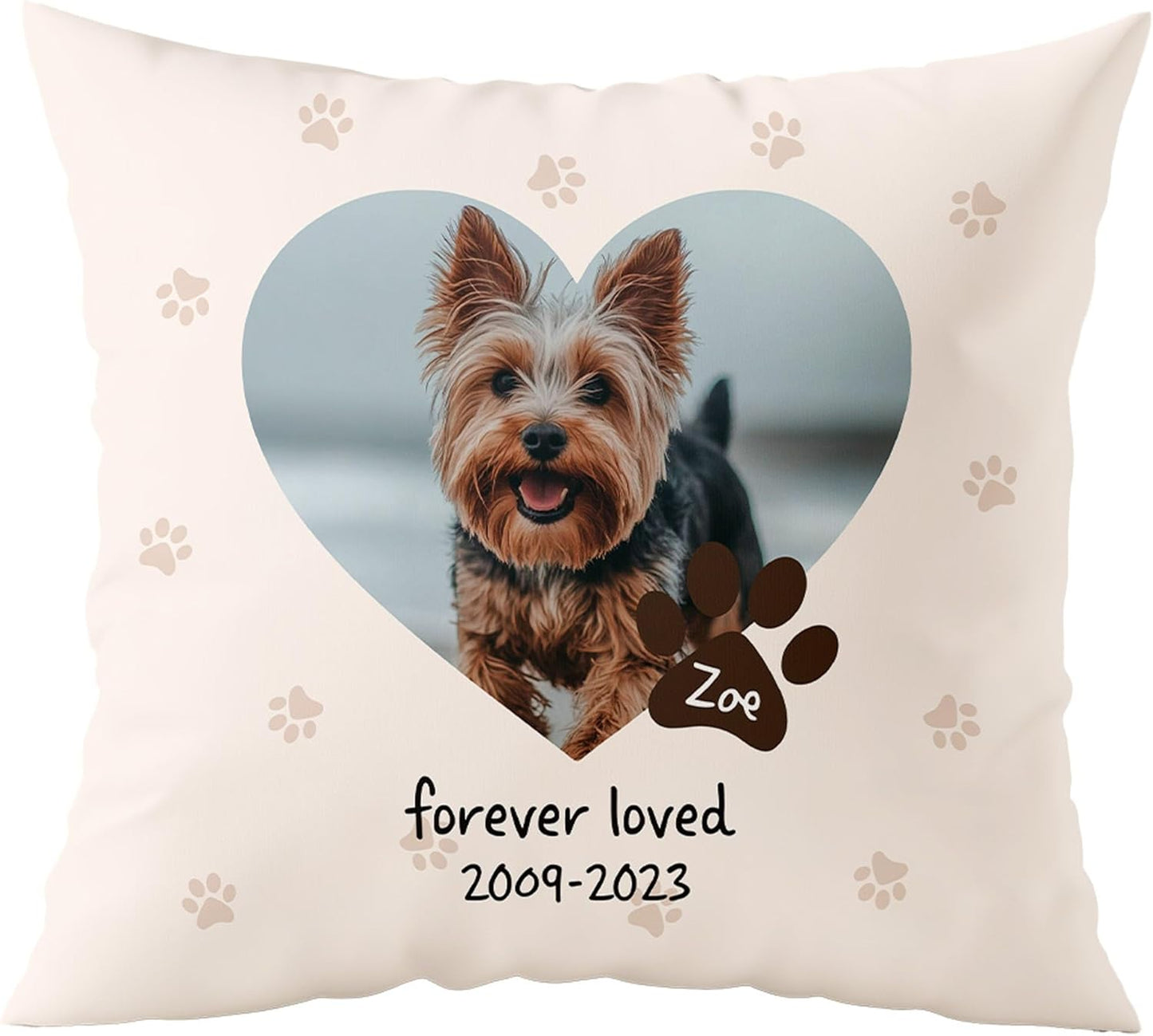 Custom Pillow - Pet Memorial Gifts for Dogs and Cats - Personalized Memorial Throw Pillow Remembrance Gift - USA Family Made with Love (16"x16")