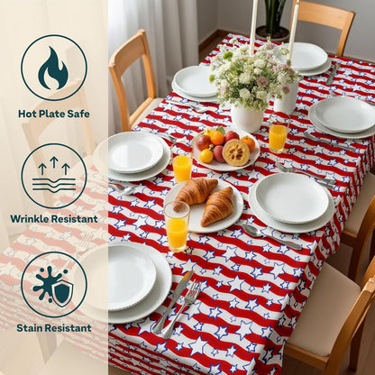 Winslow & Brody 4th of July Tablecloth | Patriotic Red White and Blue Stars | Memorial Day, Independence Day Table Decorations | Indoor Outdoor Home Decor | Made in America - 70 Inch Round Tablecloth