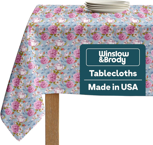 Winslow & Brody Spring Tablecloth | Made in America Linen Table Cloths | Scratch, Stain & Wrinkle Resistant | Floral Tablecloth Kitchen Decor | Butterfly Vintage - 120 Inch Round Table Cloth