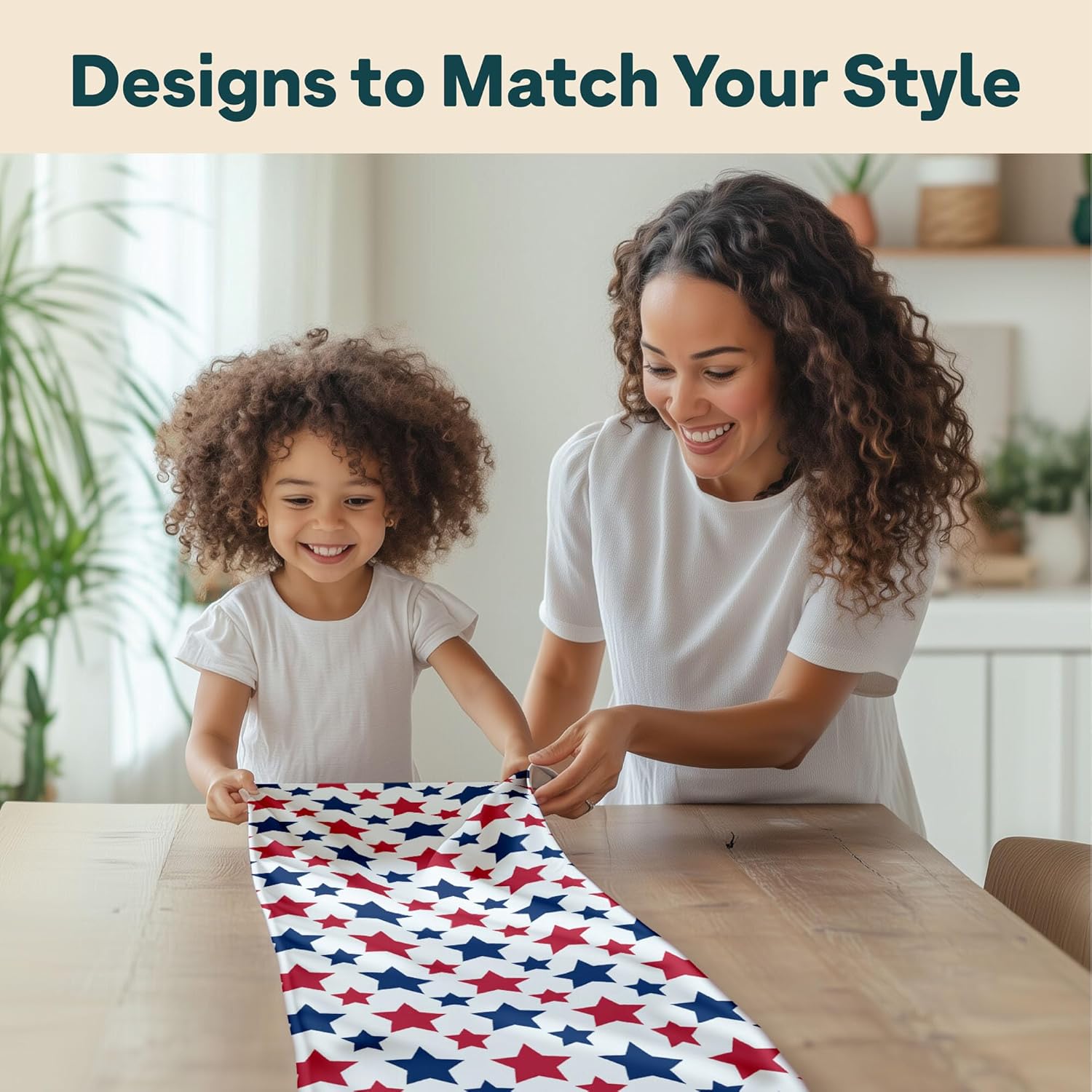 American Stars Fourth of July Table Runner | Made in America | Memorial Day Summer Home Kitchen Dining Table Patriotic Decorations - 14 x 108 Inches Long