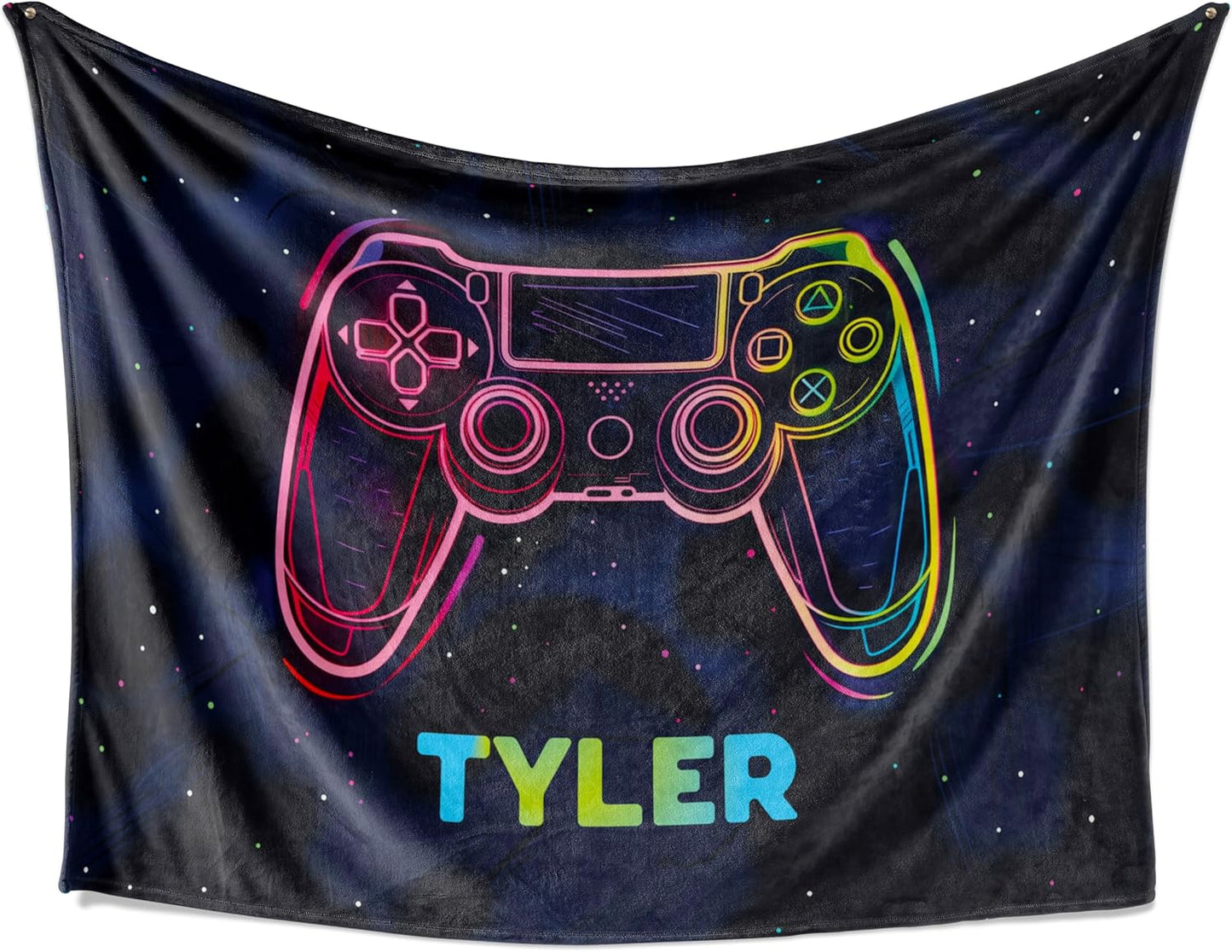 Personalized Blanket for Gamers - Ships Next Day - Throw Blanket for Gamers - Custom Blanket for Boys, Girls, Kids, Adults - Couch or Bedding - Gift for Birthday & Christmas (Fleece 30"x40")