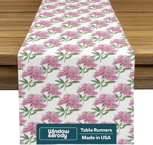 Spring Table Runners | Made in America Table Linens | Stain & Wrinkle Resistant | Seasonal Summer Spring Table Decorations for Home | Floral Collection - Floral 194 - 14 x 108 Inches Long