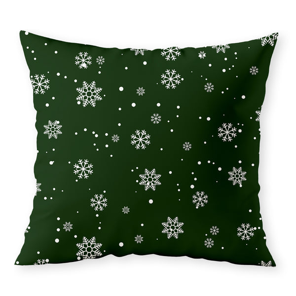 Green Snowflakes Pillow