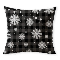 Grey Plaid Snowflakes Pillow