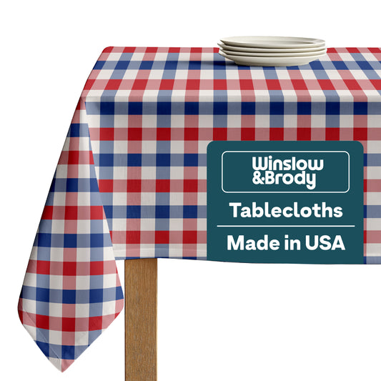 Americana Tablecloth - Red White & Blue Plaid