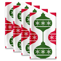 Christmas Napkins - Green & Red Ornaments