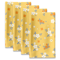 Spring Florals Napkins - Decorative Floral on Orange Background