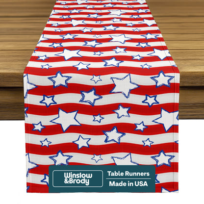 Americana Table Runner - Wavy Stars and Stripes