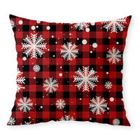 Red Plaid Snowflakes Pillow