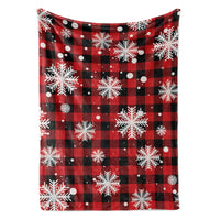 Red Plaid Snowflakes Blanket