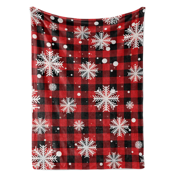 Red Plaid Snowflakes Blanket