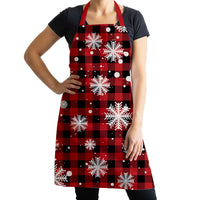 Red Plaid Snowflakes Apron