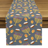 Hanukkah Table Runner - Menorahs Dreidels and Donuts