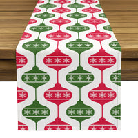 Christmas Table Runner - Green & Red Ornaments