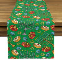 Hanukkah Table Runner - Dreidels, Donuts and Decorations