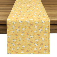 Spring Florals Table Runner - Decorative Floral on Orange Background