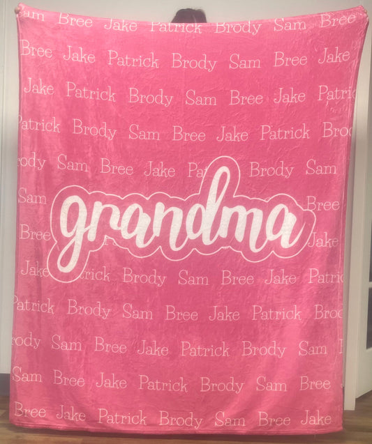 Personalized Name Blanket | Grandma Gift with Name & Color of Your Choice | Fleece or Sherpa Blanket | Christmas Gift and Mothers Day Gifts