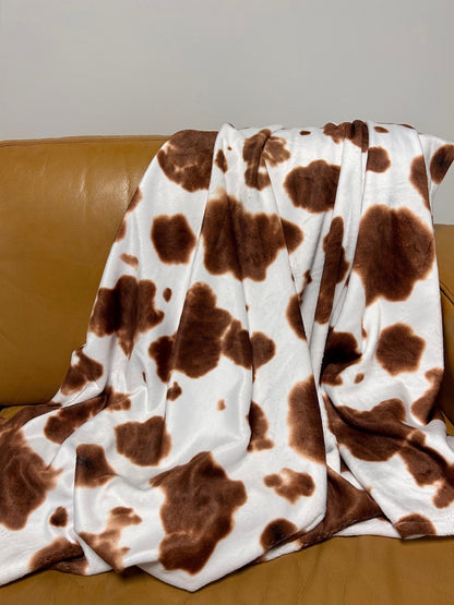 Brown Cow Hide Print Blanket | Western Home Decor | Cow Print | 50" x 60" Throw Blanket | Gift for Boys, Girls, and Adults