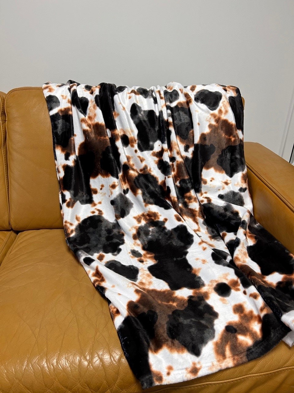 Black & Brown Cow Hide Print Blanket | Western Home Decor | Cow Print | 50" x 60" Throw Blanket | Gift for Boys, Girls, and Adults