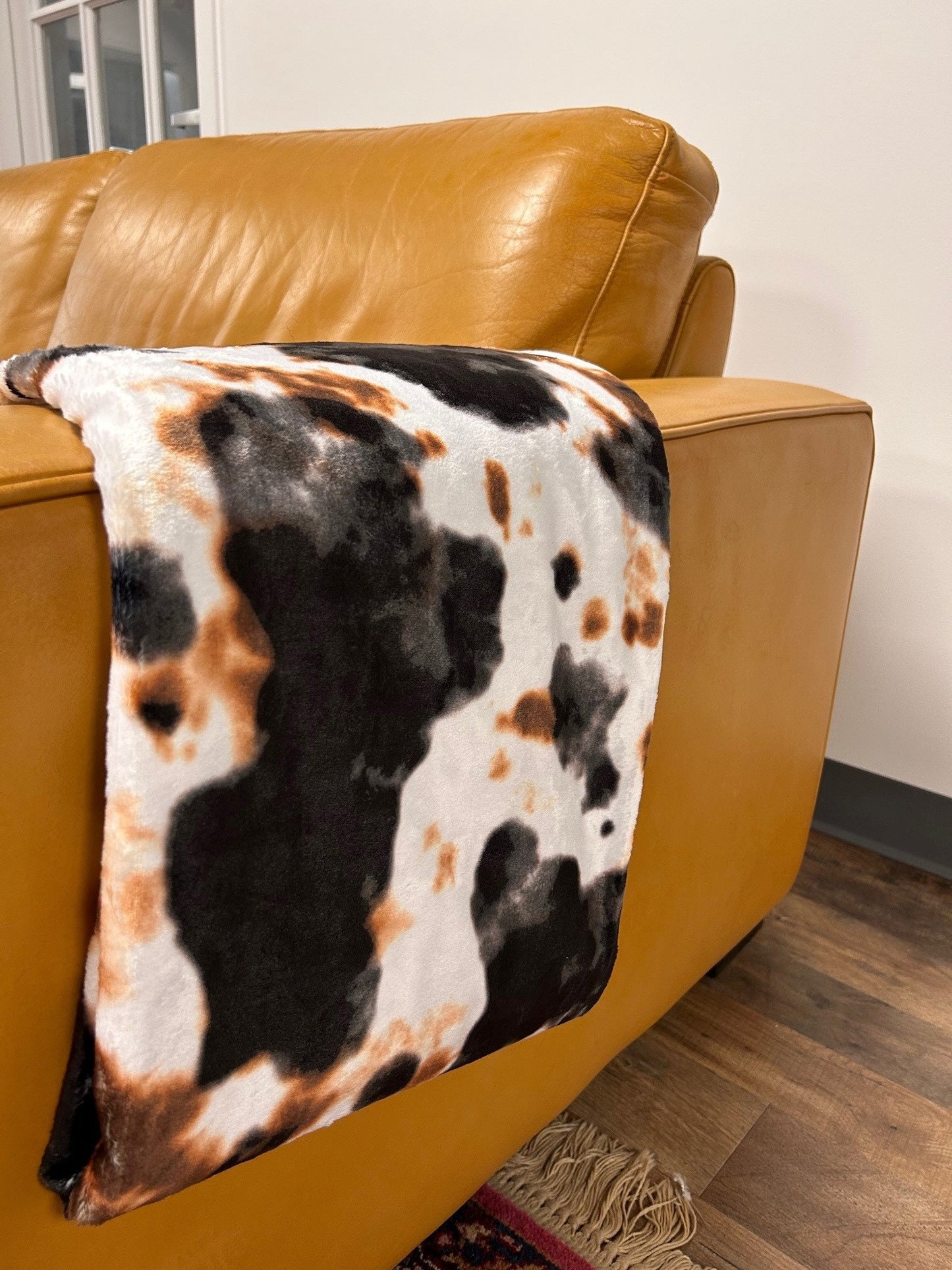 Black & Brown Cow Hide Print Blanket | Western Home Decor | Cow Print | 50" x 60" Throw Blanket | Gift for Boys, Girls, and Adults