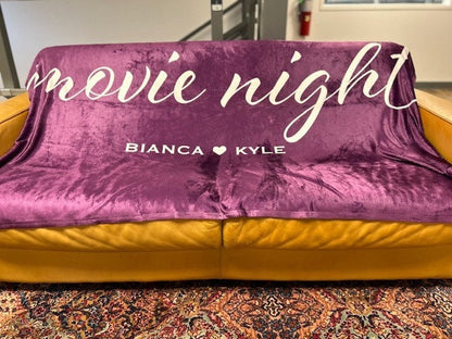 Personalized Blanket for Couples, Throw Blanket with Custom Names & Color, Valentines Gift, Couples Gift, Anniversary Gift, Movie Night