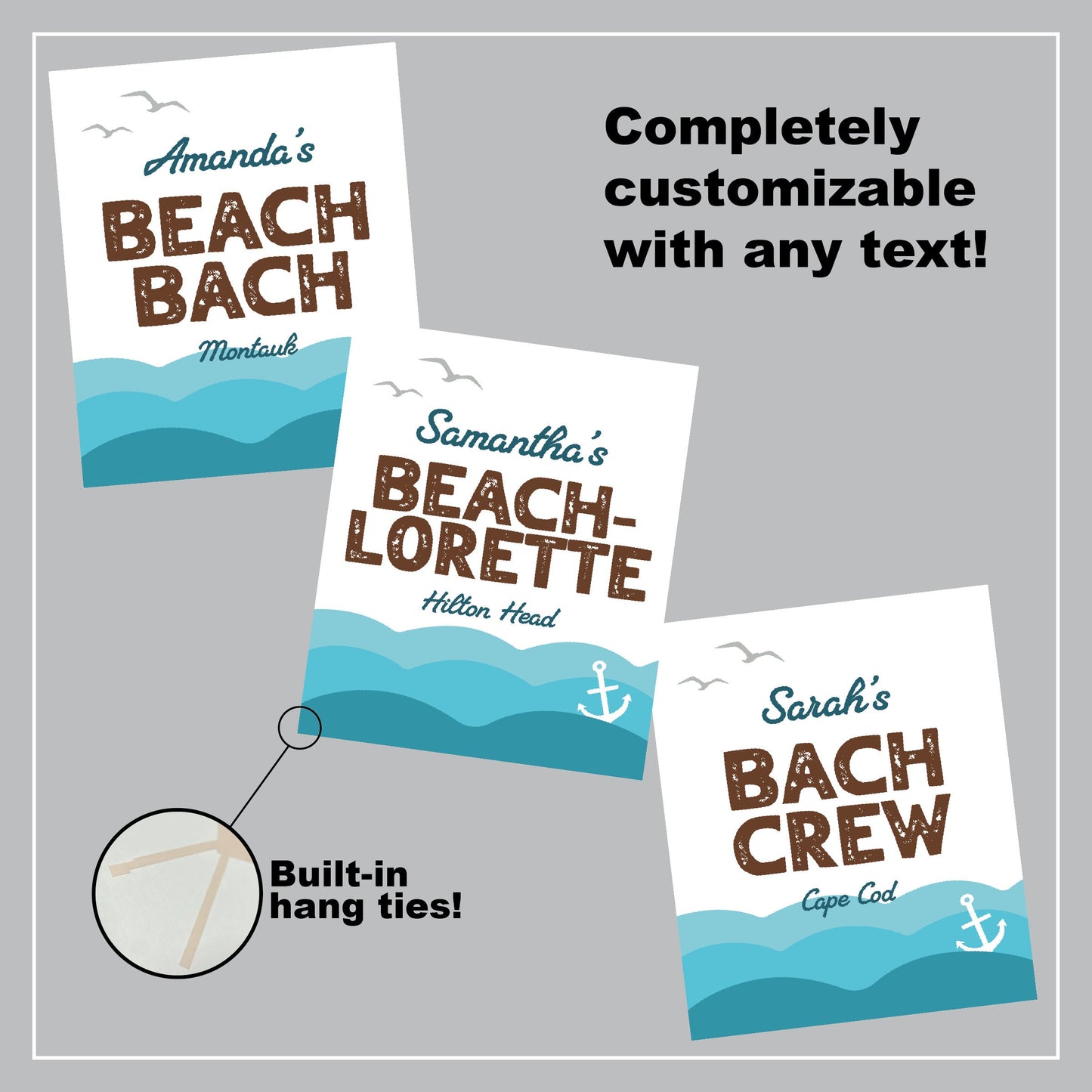 Custom Bachelorette Banner | Personalized Beach Flag or Backdrop for Beach Bach Weekend | Multiple Sizes and Built-In Hang Ties