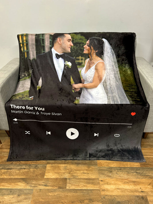 Personalized Music Blanket | Blanket with Custom Photo & Song Choice | Valentines Gift for Him and for Her | Gift Blanket | Couples Gift