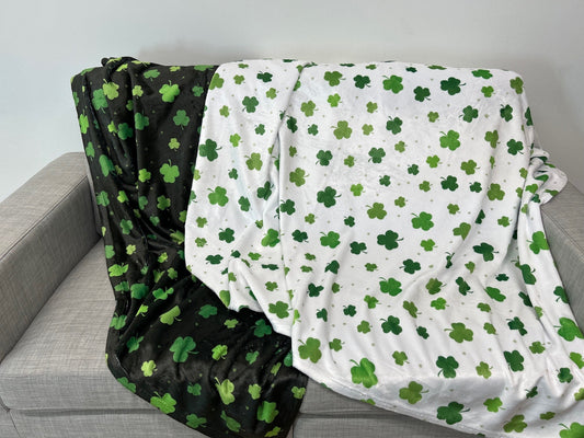 St Patricks Day Shamrock Blanket, Green, White, Irish, Throw Blanket, Adult, Baby, Girl, Boy Blanket, Custom Gift, Custom gift for Holidays