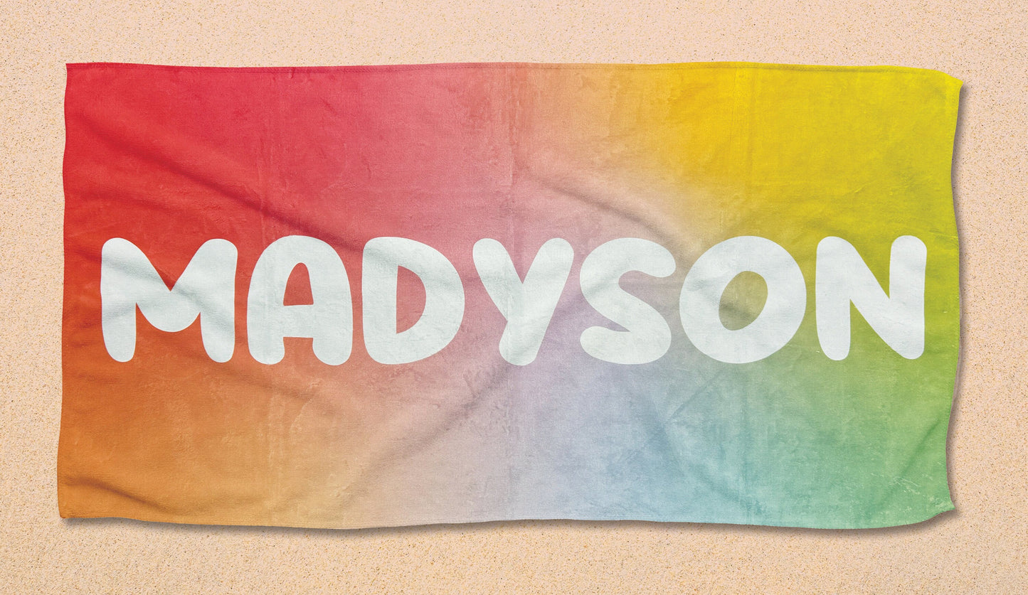 Custom Beach Towel, Personalized Name Pool Towel, 30"x60" Beach Towel, Personalized Towel with Name, Gift for Kids, Ombre Beach Towel