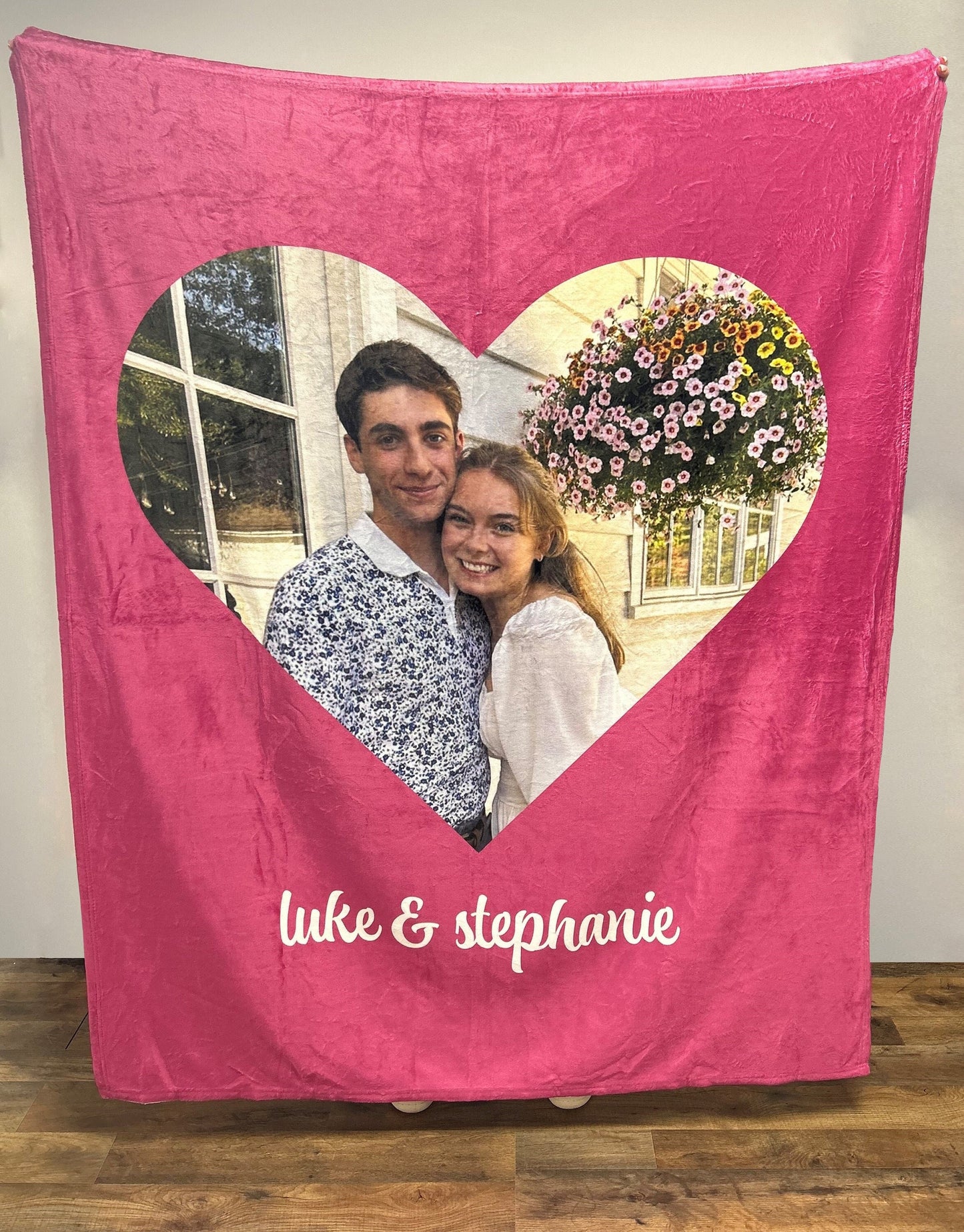 Personalized Heart Photo Blanket, Photo Blanket with Text, Family Blanket, Memorial Blanket, Anniversary Gift, Couples Gift, Friend Gift