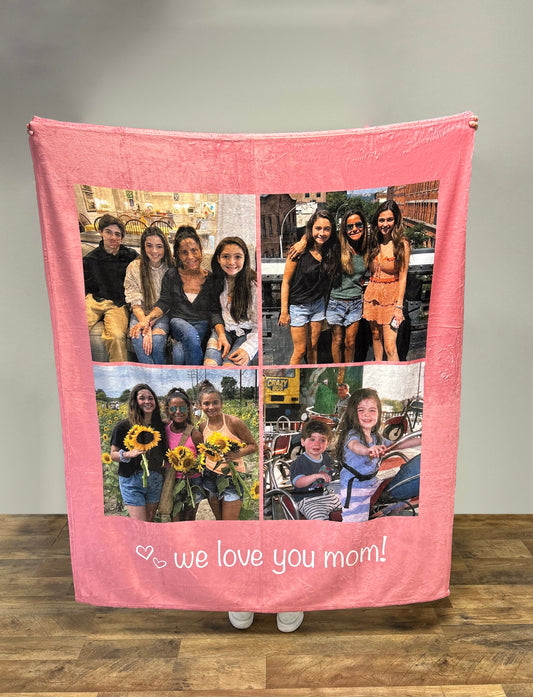 Personalized Mother's Day Blanket, Photo Blanket with Text, Family Blanket, Mother's Day Gift, Gift for Her, Gift for Mom, Grandma Gift