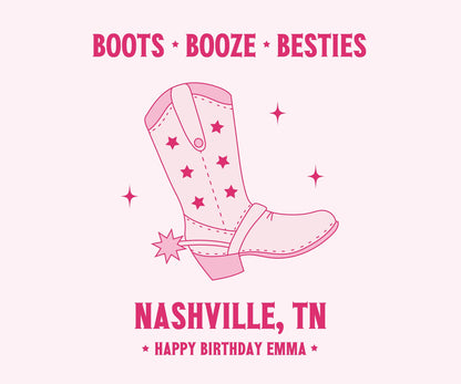 Custom Bachelorette Banner | Personalized Backdrop for Nashville Bach Weekend | Multiple Sizes and Built-In Hang Ties, Nashville Theme Party