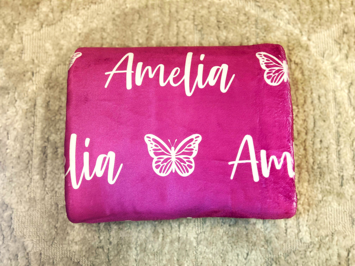 Personalized Custom Blanket with Butterflies, Girl Blanket Gift, Baby Blanket Gift, Kids Blanket, Personalized Gift, Gift for Her