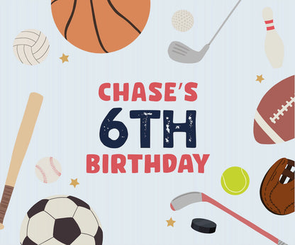 Sports Custom Birthday Banner, Personalized Birthday Banner for Kids, Custom Banner, Baseball Football Basketball Birthday Theme