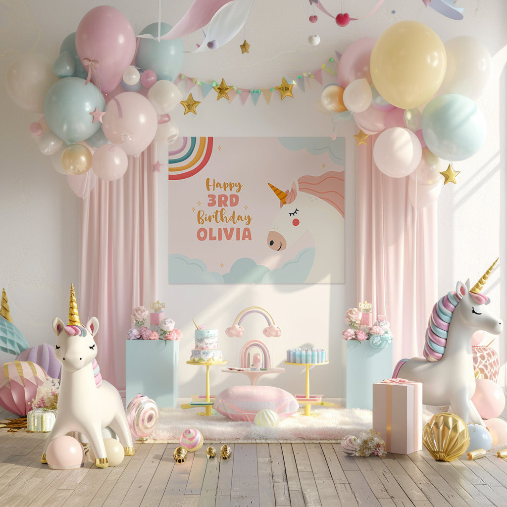 Unicorn Custom Birthday Banner, Personalized Birthday Banner for Kids, Custom Banner, Printed, Personalized Gift, Birthday, Custom Sign