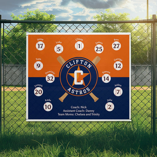 Custom Baseball Team Banner, Personalized for your Team, T-Ball Banner, Little League Team Banner, Multiple Sizes and Built-In Hang Ties