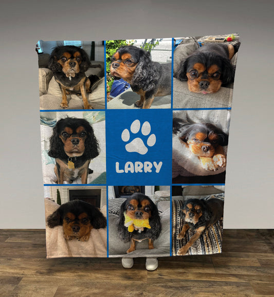 Personalized Dog Photo Blanket, Photo Blanket with Paw Print and Name, Personalized Gift, Memorial Blanket, Pet Blanket, Pet Gift, Dog Gift